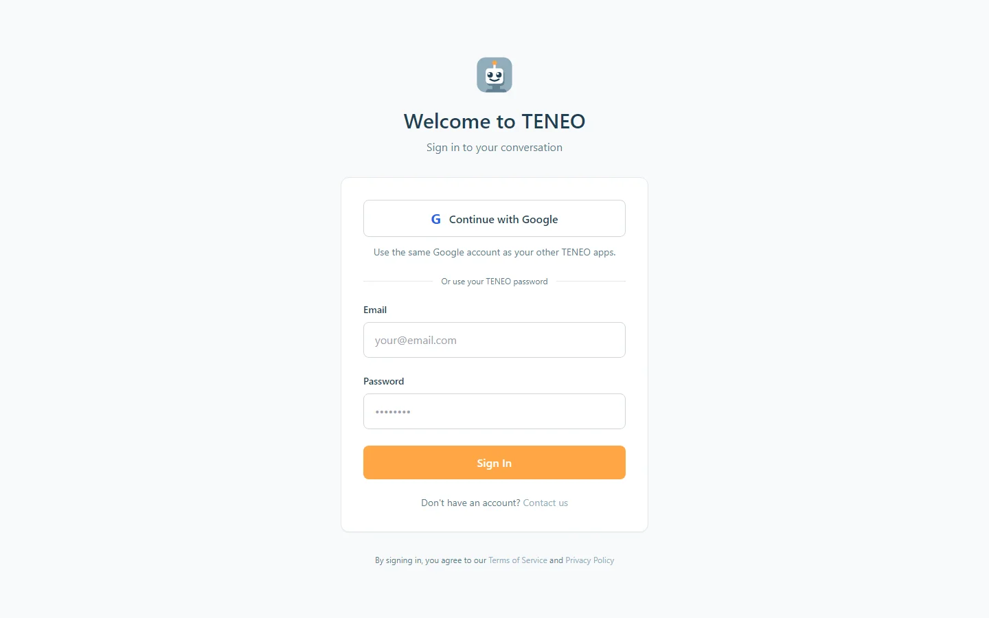 My AI assistant: public sign-in screen