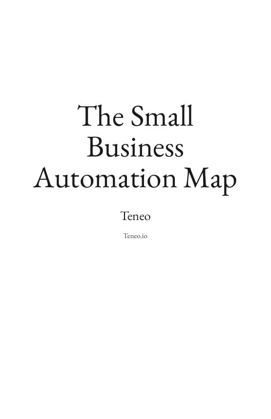 Title page of The Small Business Automation Map, generated by Teneo